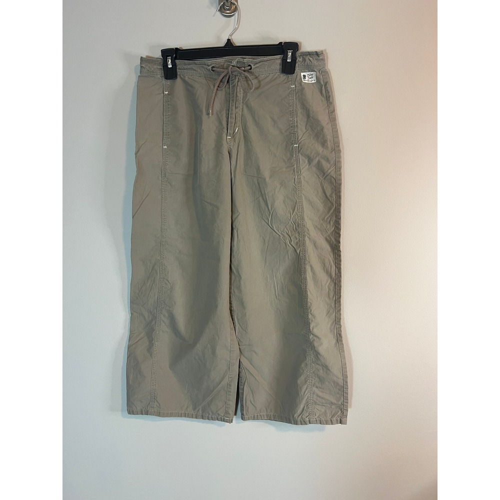 DKNY Jeans Womens Size 6 Olive Khaki Wide Leg Cropped Drawstring Utility Pants